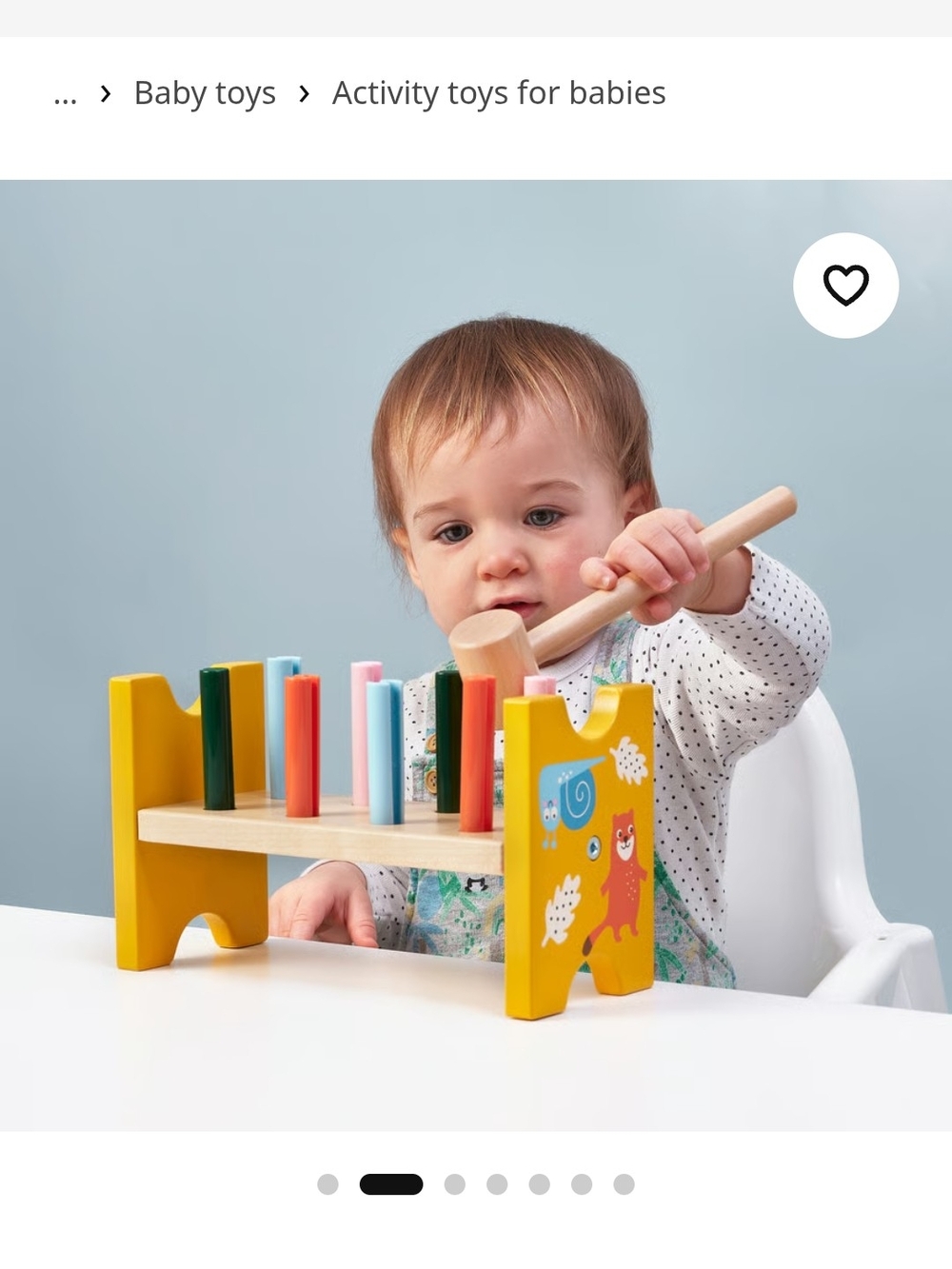 IKEA Yellow Wooden Hammer Bench with Multicolored Pegs